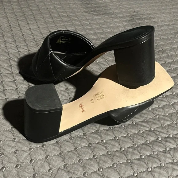 Coach Black Quilted Mules with Gold Accent - Picture 8 of 10